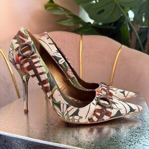 Pre-Loved: ALDO Tropical Print 4" Stilettos with Metallic Accents! [Size 37]